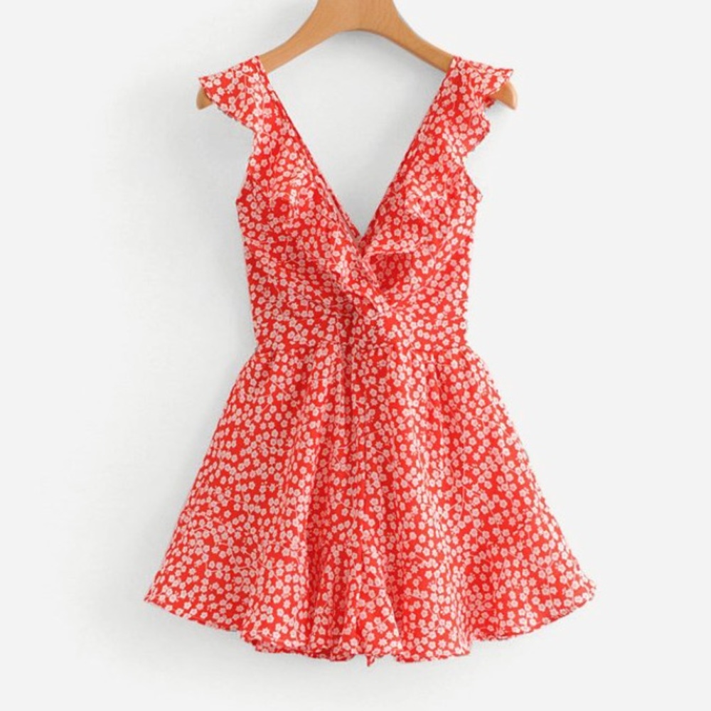 Red and white romper